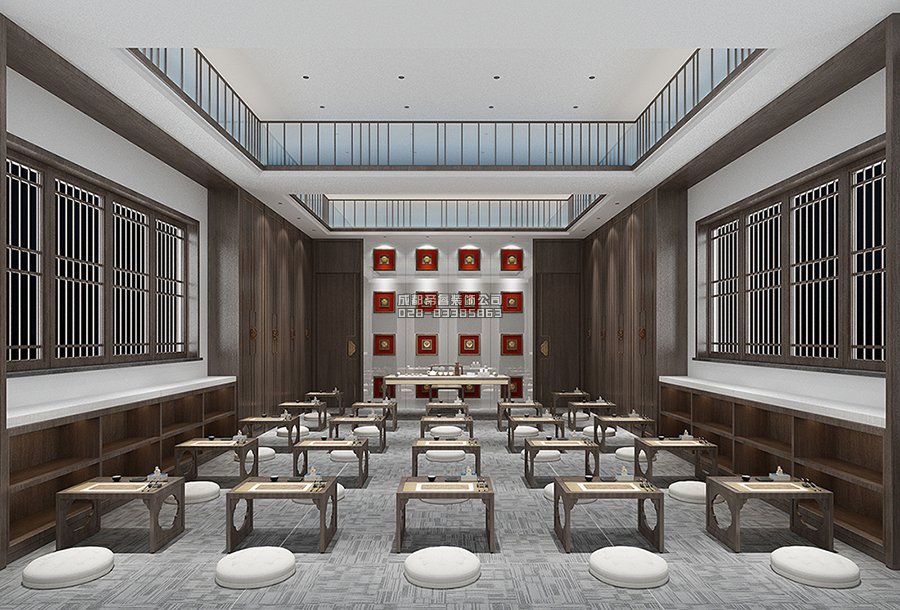 新中式培訓(xùn)機構(gòu)學(xué)習(xí)室裝修效果圖